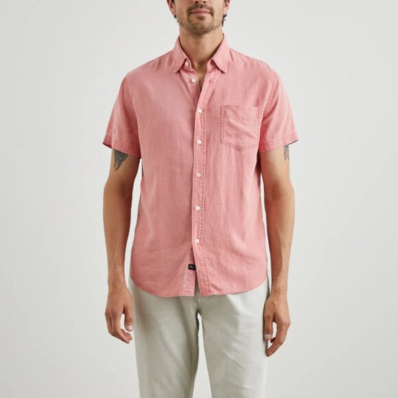 Rails Paros Linen Blend Shirt Mens XL Short Sleeve Pink Button-Up Lightweight - Picture 6 of 6